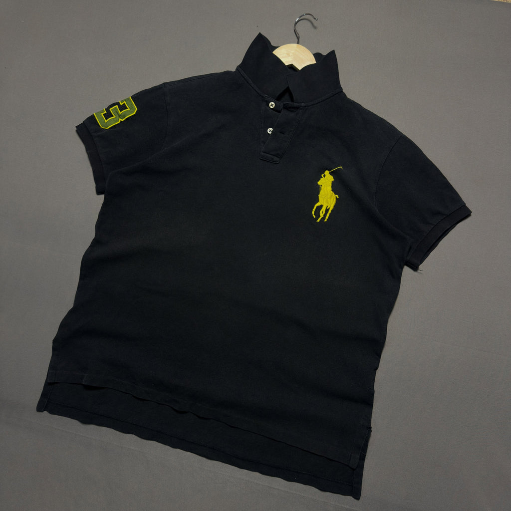 Polo Ralph Lauren Big Pony Pique Polo Shirt (Black/Yellow) (XL|XXL)