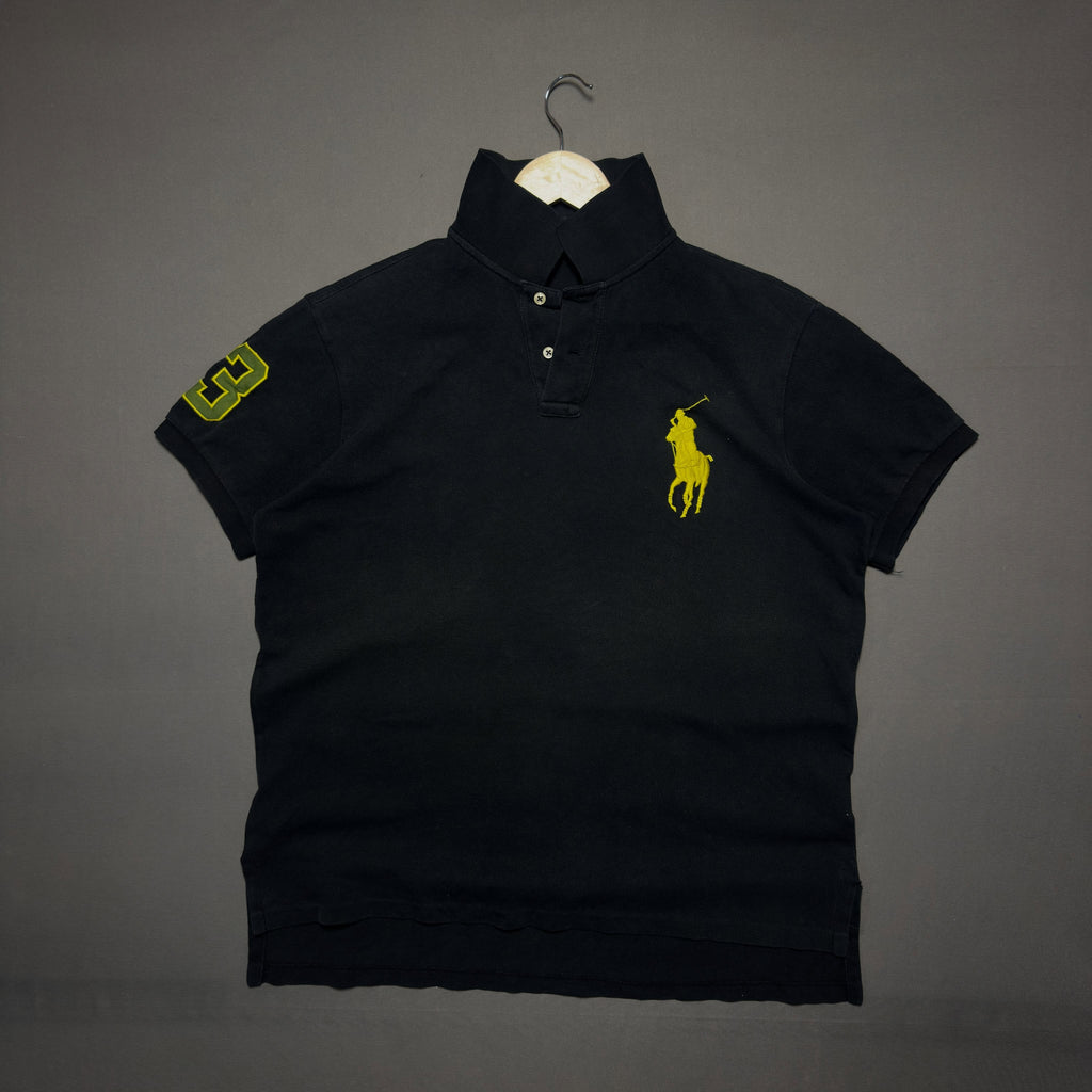 Polo Ralph Lauren Big Pony Pique Polo Shirt (Black/Yellow) (XL|XXL)