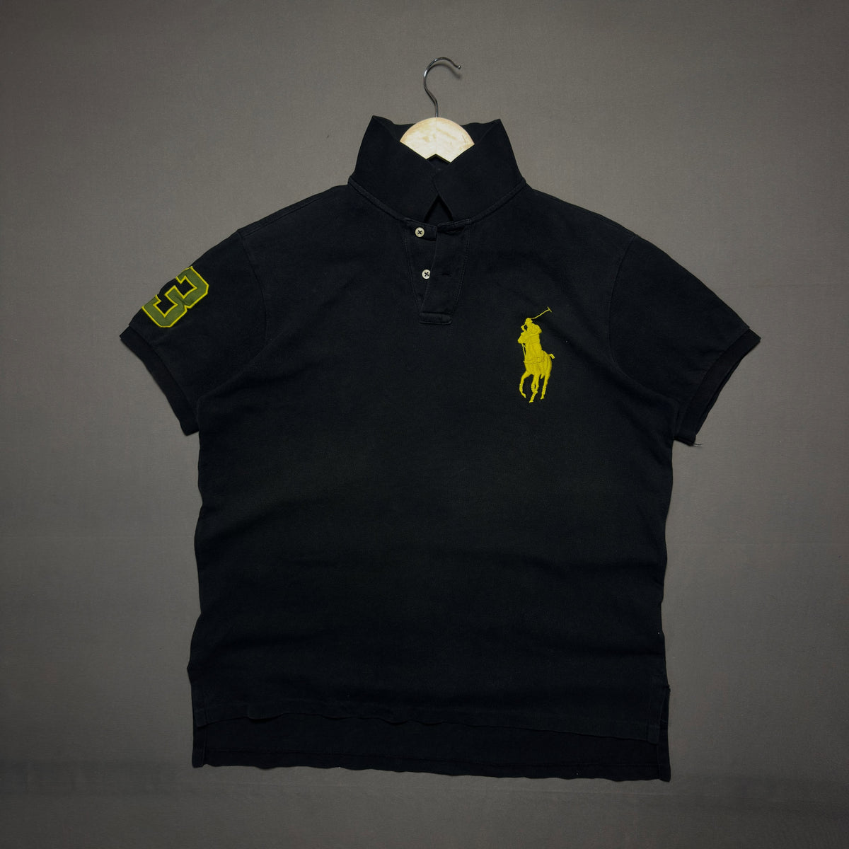 Polo Ralph Lauren Big Pony Pique Polo Shirt (Black/Yellow) (XL|XXL)