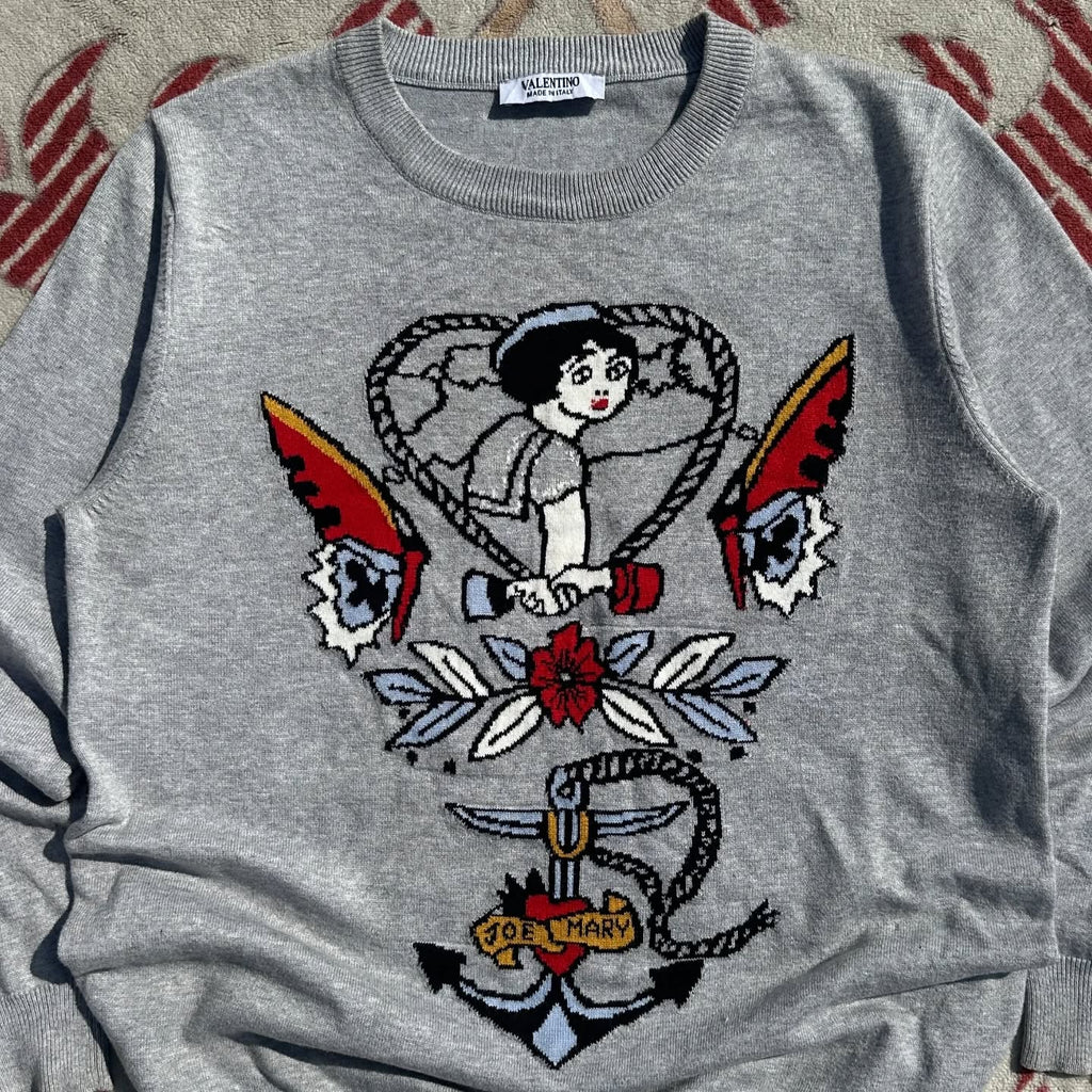 VALENTINO Graphic Intarsia Knit Sweater ( L/XL )