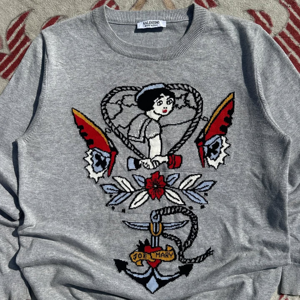 VALENTINO Graphic Intarsia Knit Sweater ( L/XL )