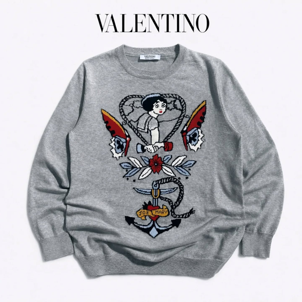 VALENTINO Graphic Intarsia Knit Sweater ( L/XL )