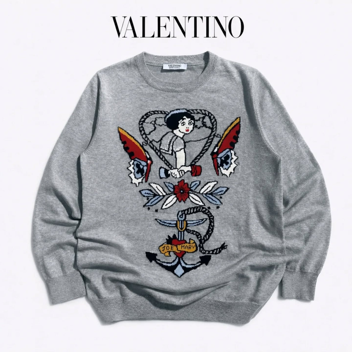 VALENTINO Graphic Intarsia Knit Sweater ( L/XL )