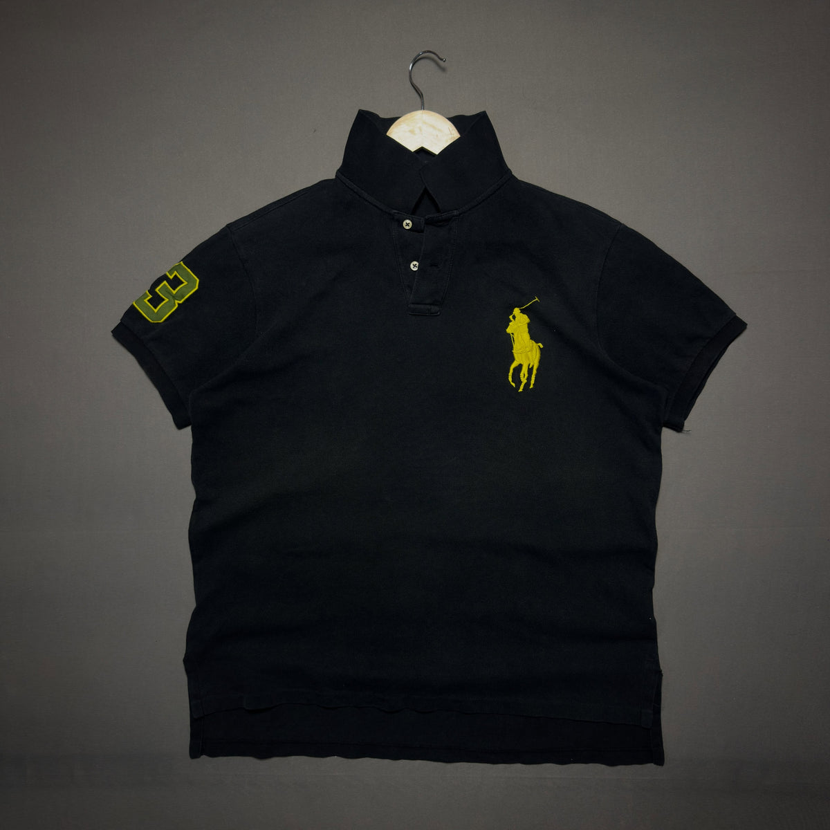 Polo Ralph Lauren Big Pony Pique Polo Shirt (Black/Yellow) (XL|XXL)