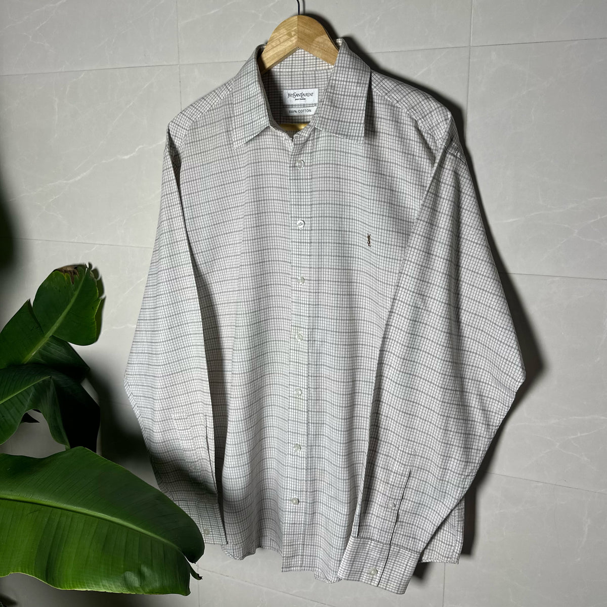 YSL White Checked Shirt (XL|XXL)