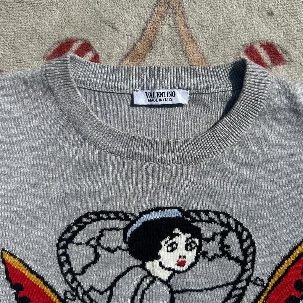 VALENTINO Graphic Intarsia Knit Sweater ( L/XL )