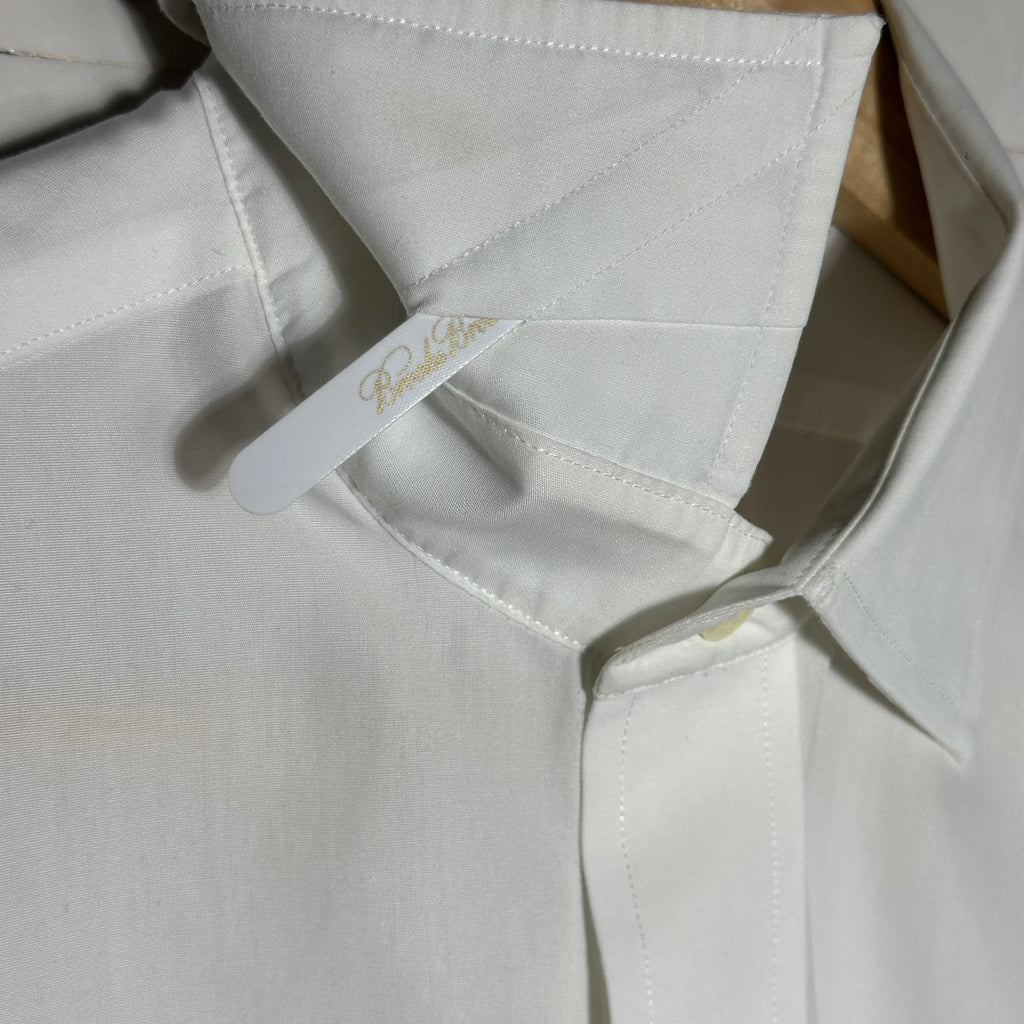 BROOKS BROTHERS WHITE ‘SLIM FIT’ DRESS SHIRT (M)