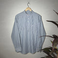 BLUE & WHITE STRIPED BAND COLLAR PULLOVER (M|L)