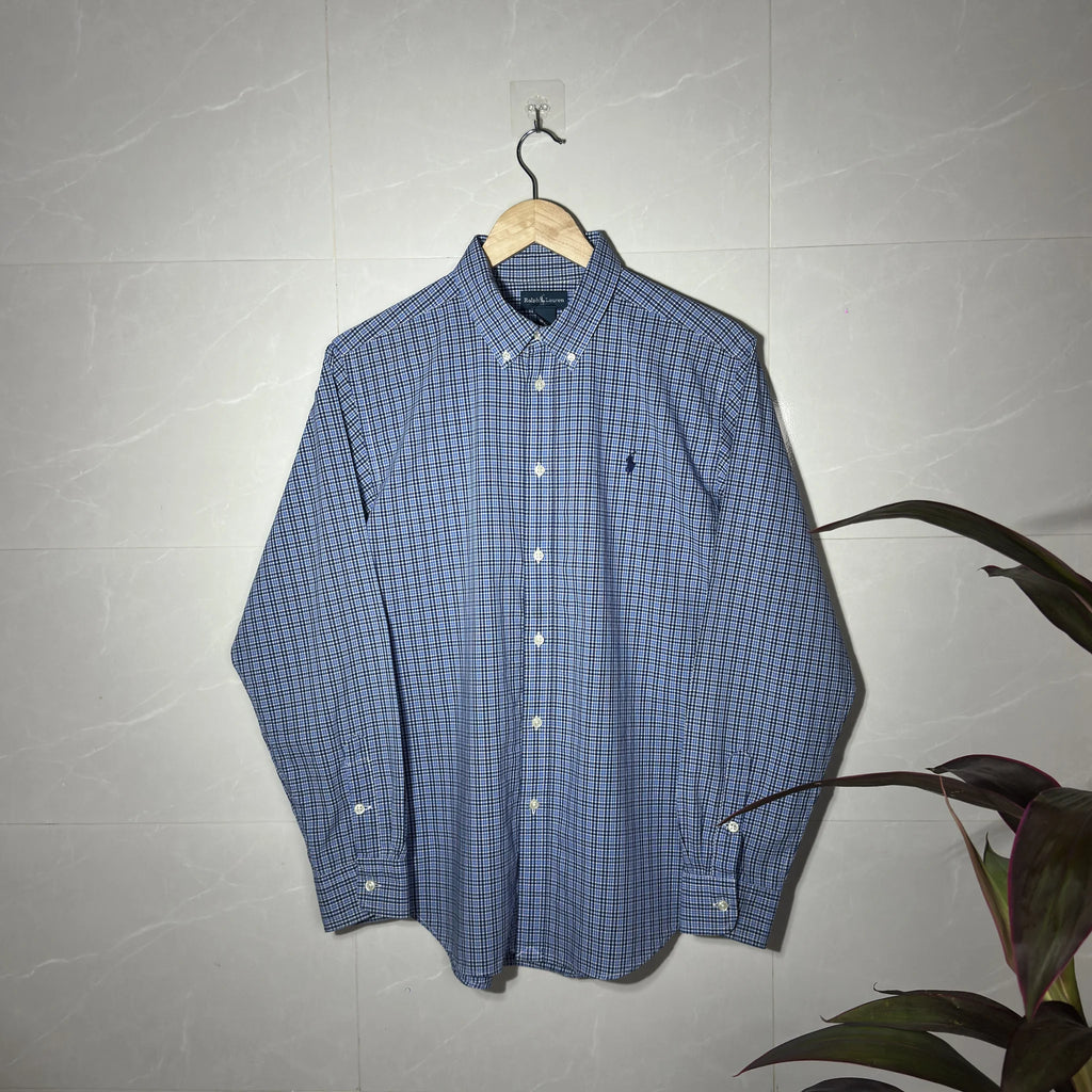 Classic Y2K Ralph Lauren blue check shirt (S|M)