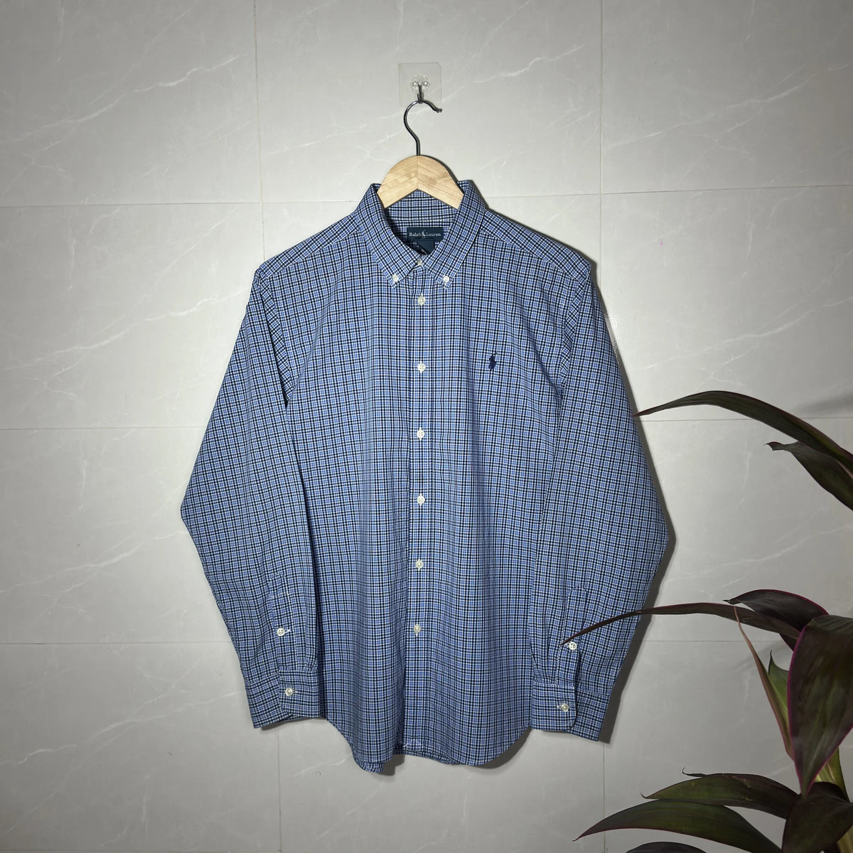 Classic Y2K Ralph Lauren blue check shirt (S|M)