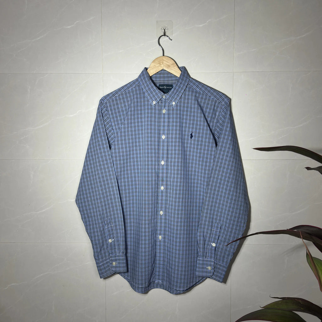 Classic Y2K Ralph Lauren blue check shirt (S|M)