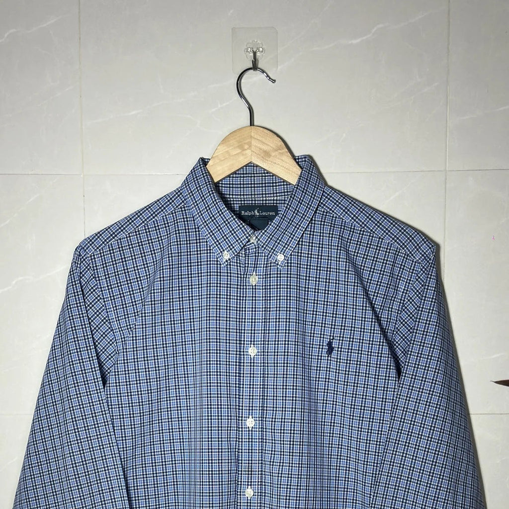 Classic Y2K Ralph Lauren blue check shirt (S|M)