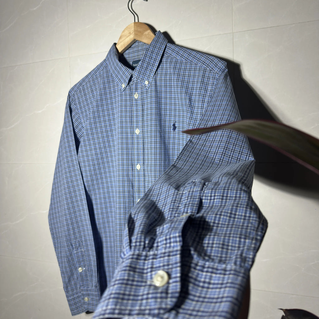 Classic Y2K Ralph Lauren blue check shirt (S|M)