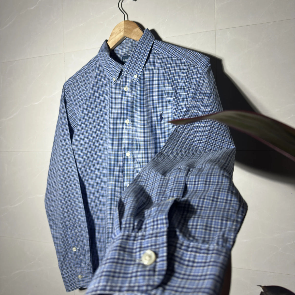Classic Y2K Ralph Lauren blue check shirt (S|M)