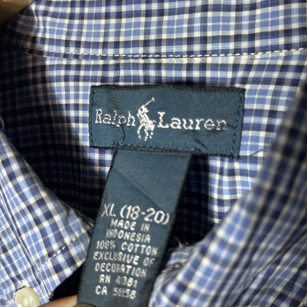 Classic Y2K Ralph Lauren blue check shirt (S|M)