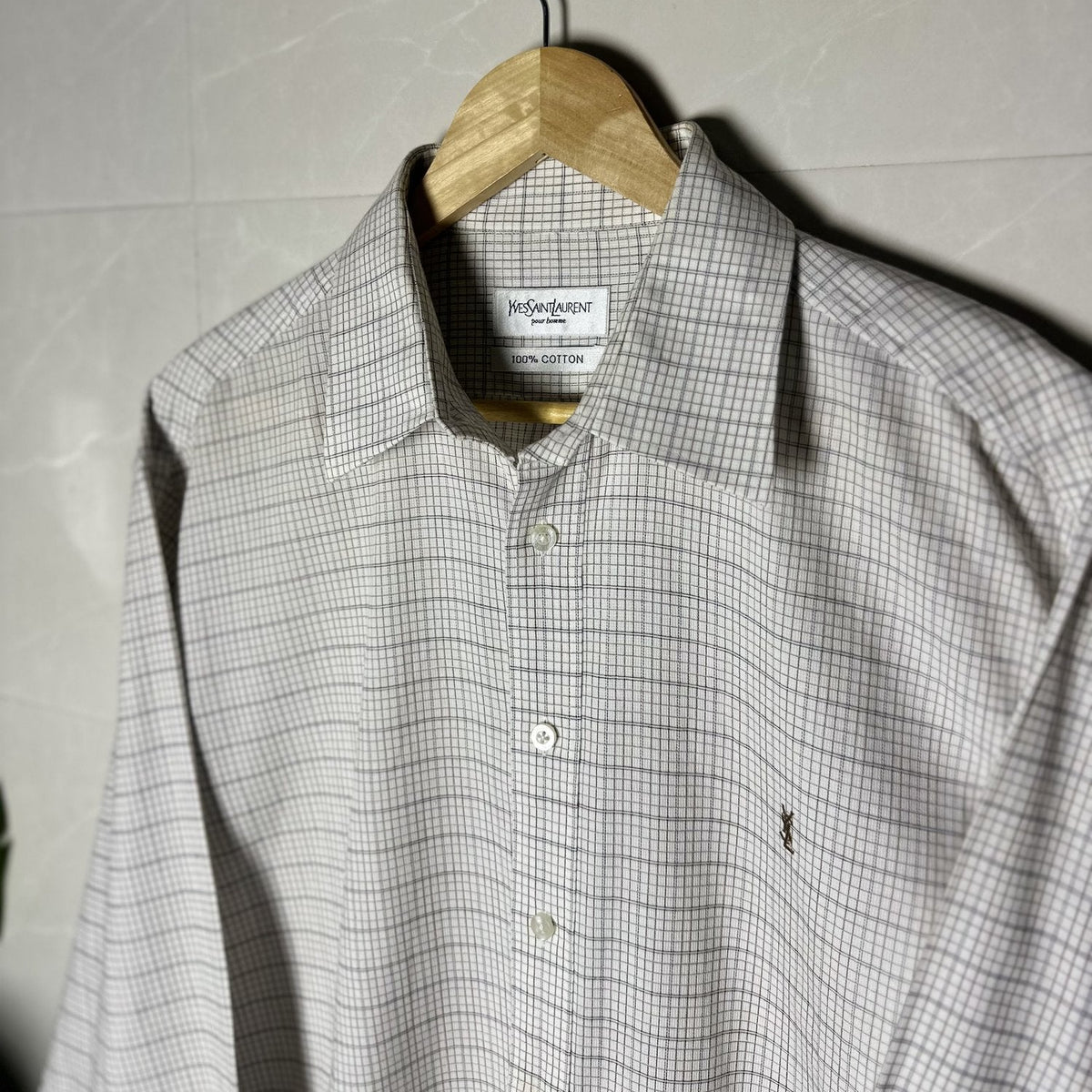 YSL White Checked Shirt (XL|XXL)