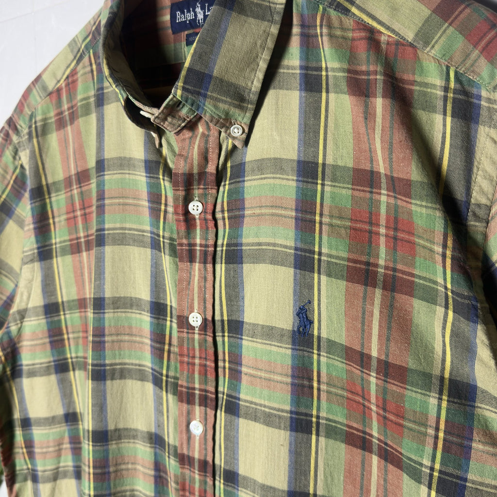 Ralph Lauren Earth-Tone Plaid Short-Sleeve Shirt (XL|XXL)