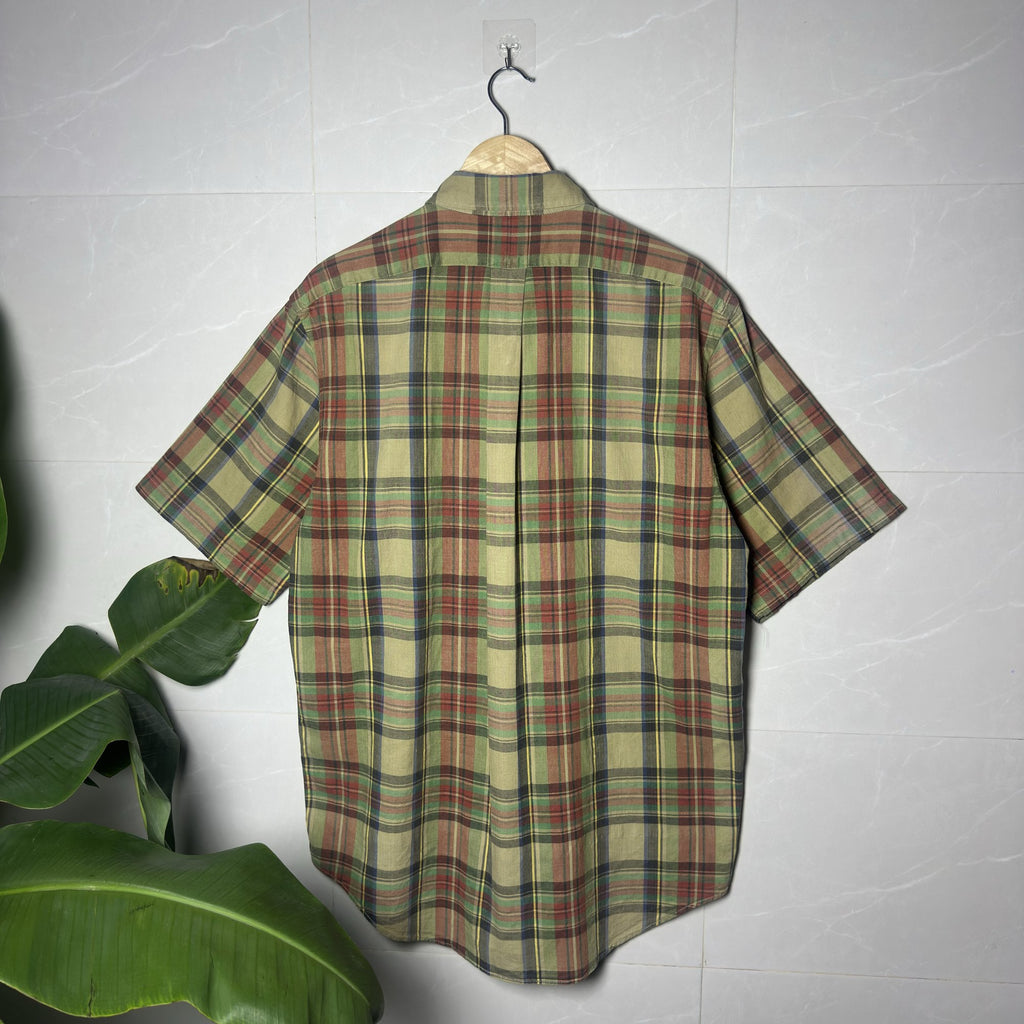 Ralph Lauren Earth-Tone Plaid Short-Sleeve Shirt (XL|XXL)