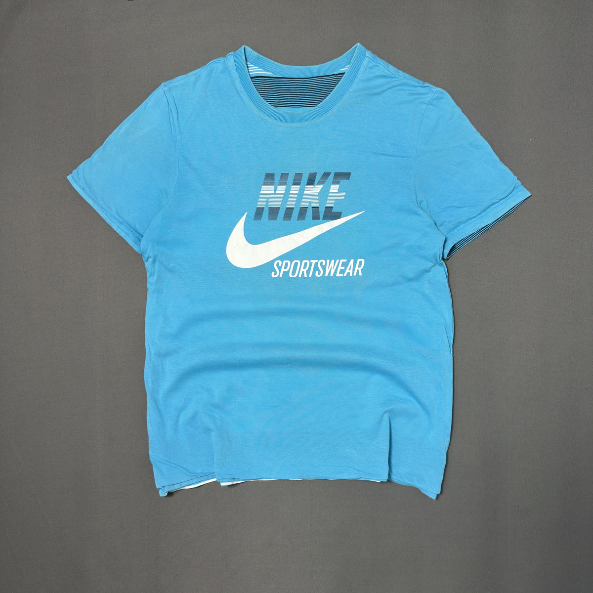 NIKE Vintage REVERSIBLE BLUE STRIPED TEE  (S|M)