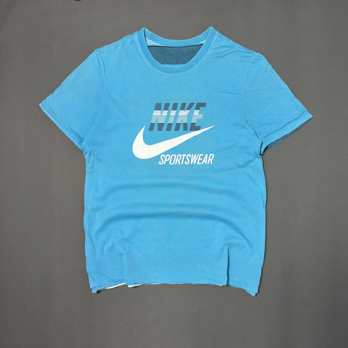 NIKE Vintage REVERSIBLE BLUE STRIPED TEE  (S|M)