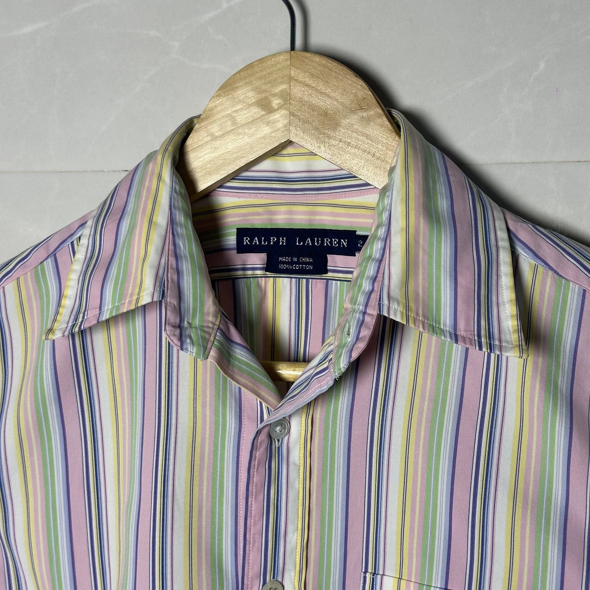 RALPH LAUREN PASTEL CANDY STRIPE SHIRT (XS|S)