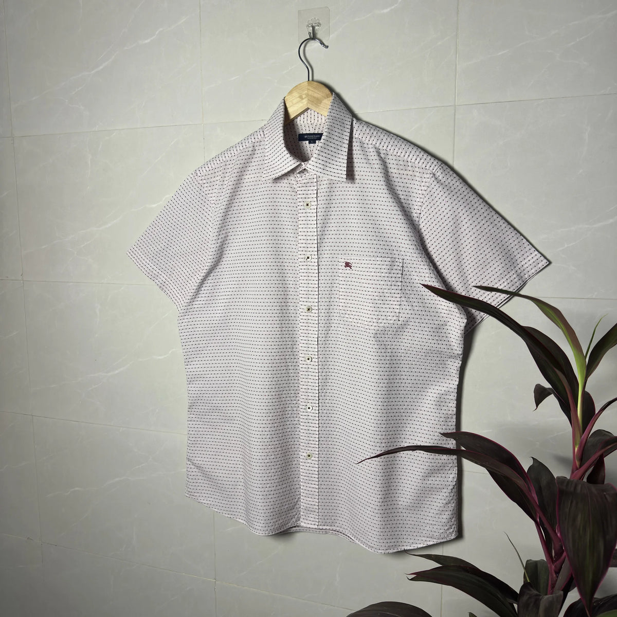 BURBERRY LONDON MICRO-PATTERN SHORT SLEEVE SHIRT (M|L)