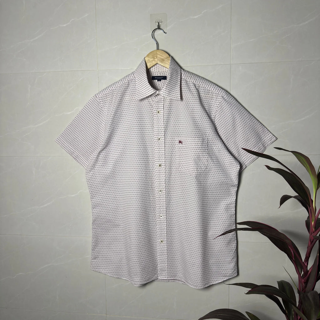 BURBERRY LONDON MICRO-PATTERN SHORT SLEEVE SHIRT (M|L)