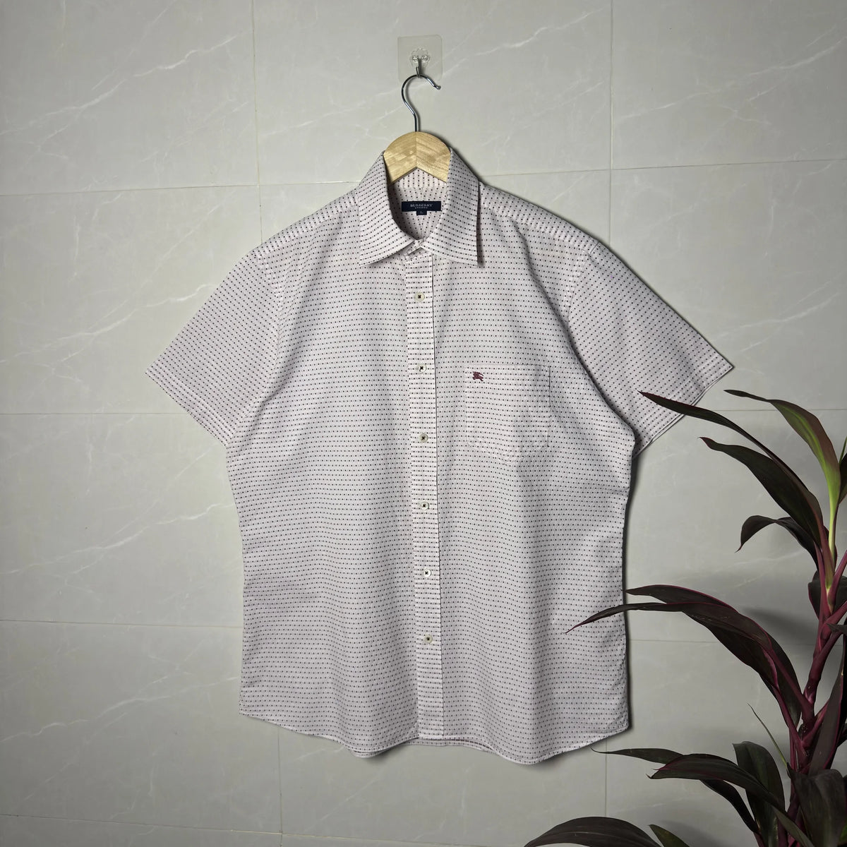 BURBERRY LONDON MICRO-PATTERN SHORT SLEEVE SHIRT (M|L)