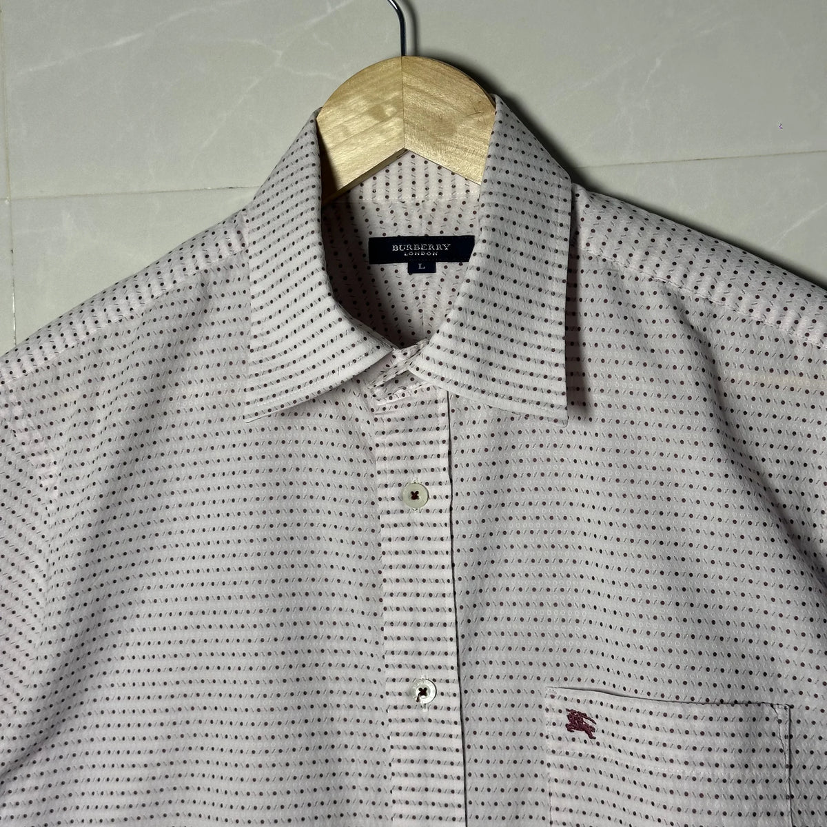 BURBERRY LONDON MICRO-PATTERN SHORT SLEEVE SHIRT (M|L)