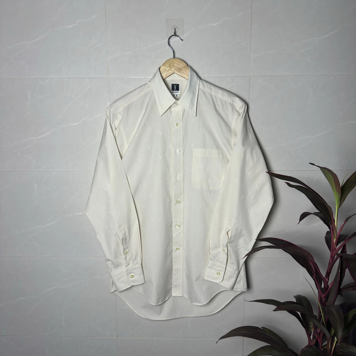 90s YVES SAINT LAURENT MONOGRAM JACQUARD SHIRT (S|M)