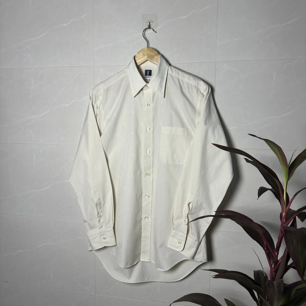 90s YVES SAINT LAURENT MONOGRAM JACQUARD SHIRT (S|M)
