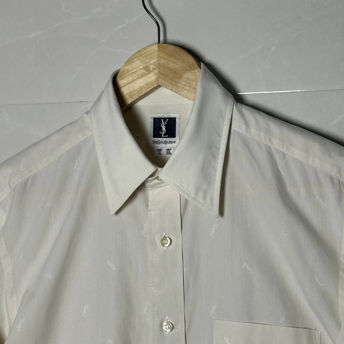 90s YVES SAINT LAURENT MONOGRAM JACQUARD SHIRT (S|M)