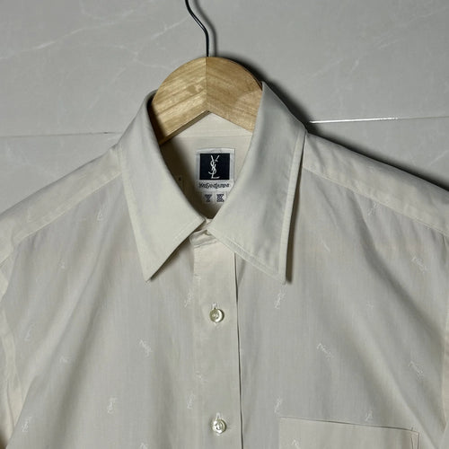 90s YVES SAINT LAURENT MONOGRAM JACQUARD SHIRT (S|M)