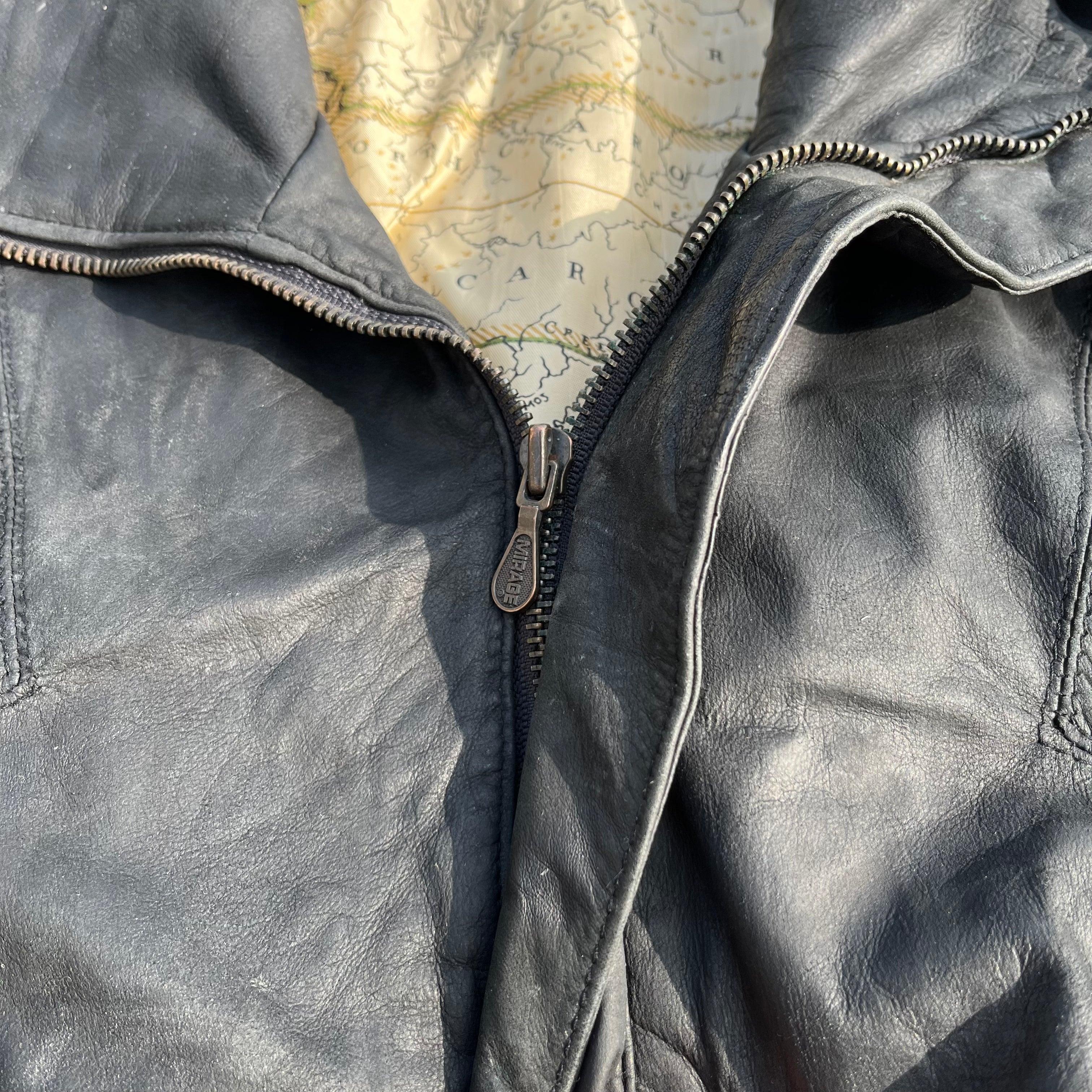 MIRAGE VINTAGE "MAP LINING" LEATHER BOMBER (L|XXL)