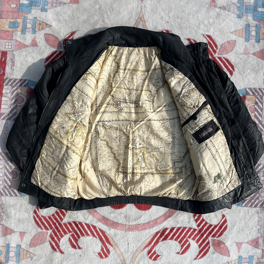 MIRAGE VINTAGE "MAP LINING" LEATHER BOMBER (L|XXL)