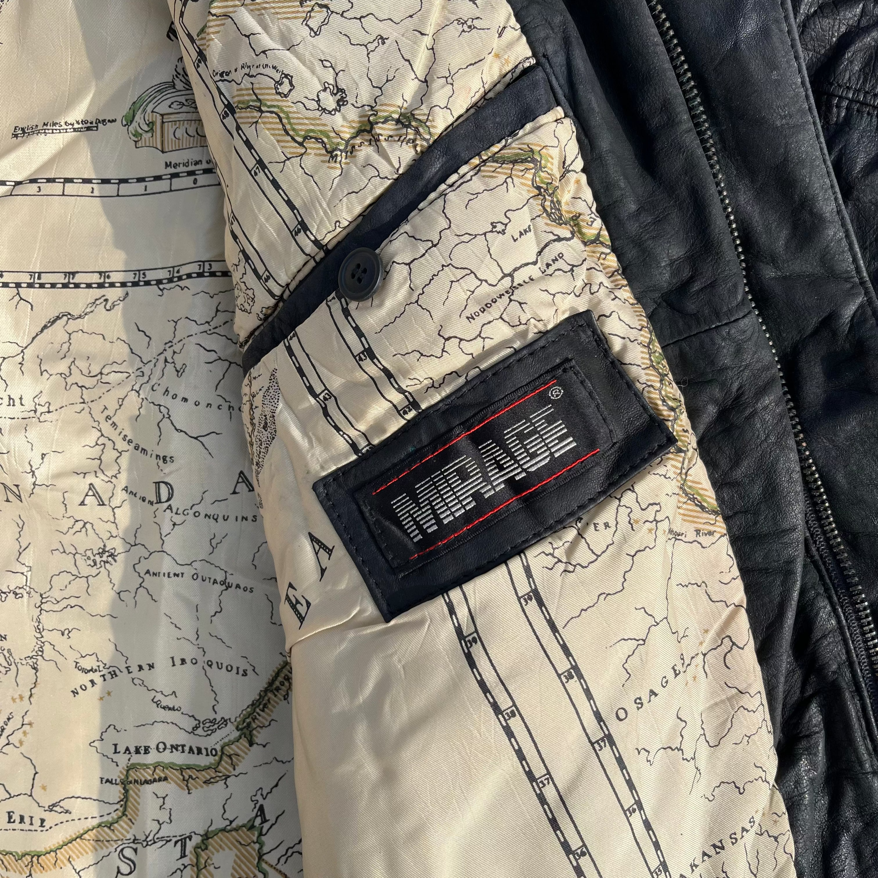 MIRAGE VINTAGE "MAP LINING" LEATHER BOMBER (L|XXL)
