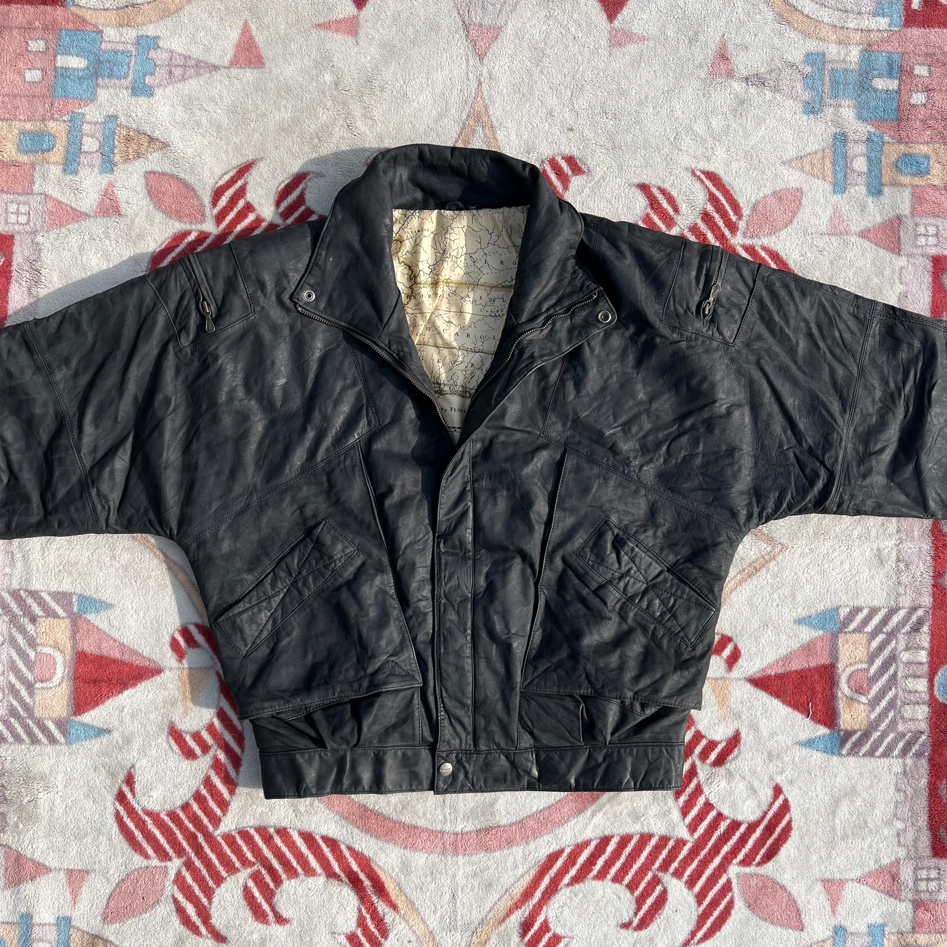 MIRAGE VINTAGE "MAP LINING" LEATHER BOMBER (L|XXL)